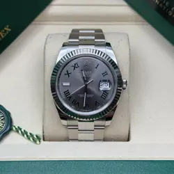 ROLEX DATEJUST 41 WIMBLEDON DIAL STAINLESS STEEL FLUTED BEZEL OYSTER BRACELET