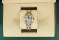 ROLEX LADIES DATEJUST 69163 MOP DIAMOND DIAL TT 18KT OYSTER NO PAPERS 26MM