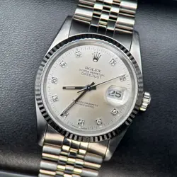 ROLEX DATEJUST 16234 SILVER DIAMOND DIAL 36MM STAINLESS STEEL AUTOMATIC WATCH