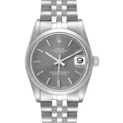 ROLEX DATEJUST 31 MIDSIZE SILVER TAPESTRY DIAL STEEL LADIES WATCH 68240
