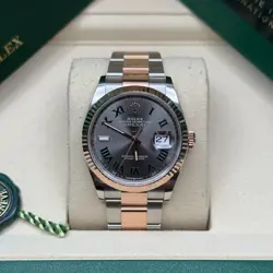 ROLEX DATEJUST 36 WIMBLEDON DIAL TWO TONE EVEROSE GOLD FLUTED OYSTER BRACELET