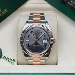 ROLEX DATEJUST 41 WIMBLEDON DIAL TWO TONE ROSE GOLD FLUTED OYSTER BRACELET