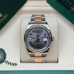 ROLEX DATEJUST 36 WIMBLEDON TWO TONE EVEROSE GOLD SMOOTH BEZEL OYSTER BRACELET