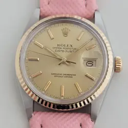 MENS ROLEX OYSTER DATEJUST REF 16013 36MM 18K SS 1980S SWISS AUTOMATIC RA397P