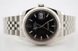 ROLEX DATEJUST 36 ROULETTE DATE 18K WHITE GOLD AND STEEL BLACK DIAL 116234