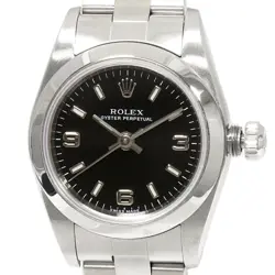 ROLEX OYSTER PERPETUAL 76080 AUTOMATIC STAINLESS STEEL BLACK LADIES WRISTWATCH