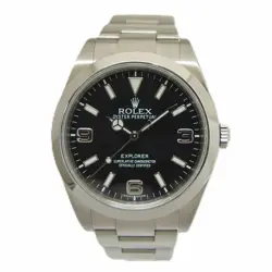 ROLEX EXPLORER 1 BLACK DIAL 214270 BAND SIZE 19CM USED WATCH #812019