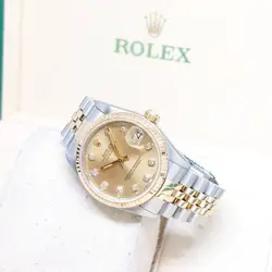 ROLEX 31MM 18K HALF YELLOW GOLD CHAMPAGNE DIAMONDS DIAL REF: 68273 (W)