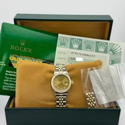 ROLEX LADIES DATEJUST 79173 26MM CHAMPAGNE DIAMOND DIAL JUBILEE BOX PAPER