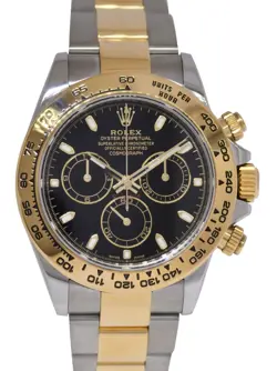 ROLEX DAYTONA CHRONOGRAPH 18K YELLOW GOLD/STEEL BLACK WATCH +PAPERS '23 116503