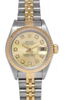ROLEX DATEJUST 18K YELLOW GOLD/STEEL DIAMOND DIAL 26MM WATCH +PAPERS T 69173