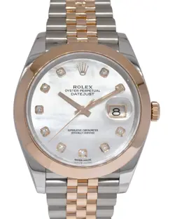 ROLEX DATEJUST 41 STEEL/18K ROSE GOLD MOP DIAMOND JUBILEE WATCH +CARD '17 126301