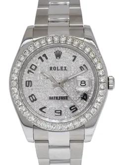 ROLEX DATEJUST II STEEL PAVE DIAMOND DIAL/BEZEL ARABIC 41MM OYSTER WATCH 116300