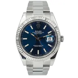 ROLEX DATEJUST 41 126334 BLUE DIAL 18K FLUTED BEZEL B&P 2021 OYSTER BRACELET