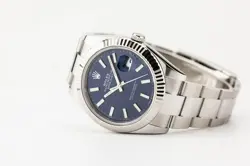 ROLEX DATEJUST 41 BLUE STICK DIAL FLUTED OYSTER 126334