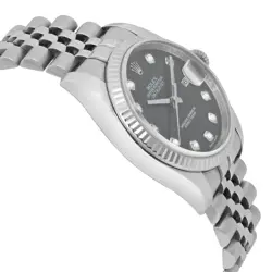 Rolex Datejust 18K White Gold Steel Black Diamond Markers Dial Watch 116234