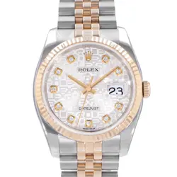 ROLEX DATEJUST 36 116233 FACTORY SILVER DIAMOND JUBILEE STEEL GOLD MENS WATCH