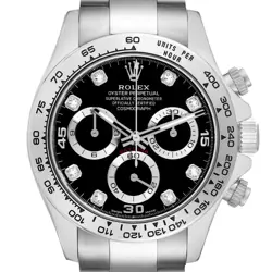 ROLEX DAYTONA BLACK DIAL WHITE GOLD DIAMOND MENS WATCH 116509 BOX CARD