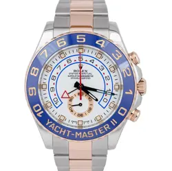 ROLEX YACHT-MASTER II WHITE TWO-TONE STEEL 18K EVEROSE GOLD 44MM WATCH 116681