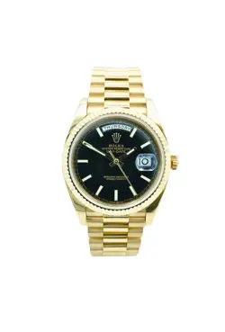 2015 ROLEX DAY-DATE 40MM 18K GOLD BLACK DIAL PRESIDENT BRACELET SET