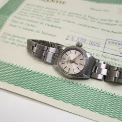 W/PAPERS 1975 ROLEX OYSTER PERPETUAL LADIES 26 MM STEEL AUTOMATIC WATCH 6723