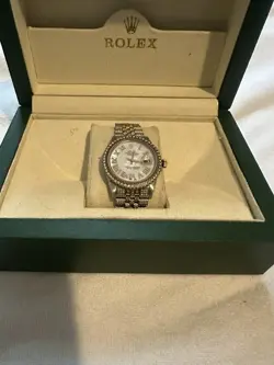 ROLEX DATEJUST CUSTOM ICED GOLD ROMAN DIAMOND DIAL JUBILEE BAND 36MM WATCH