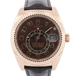 PAPERS ROLEX SKY-DWELLER 42MM CHOCOLATE ARABIC BROWN 18K ROSE GOLD 326135 BOX