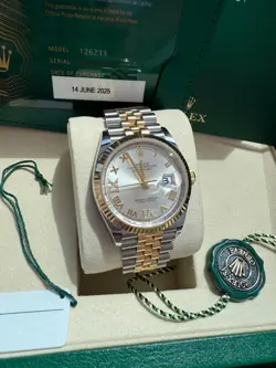 Rolex Datejust 36 Silver Roman 6-9 Diamond Dial Gold Steel Jubilee Watch 126233