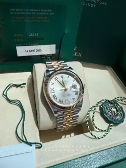 Rolex Datejust 36 Silver Roman 6-9 Diamond Dial Gold Steel Jubilee Watch 126233