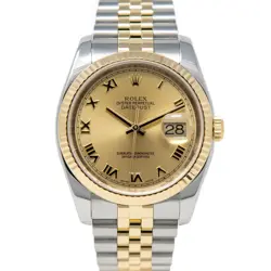 ROLEX DATEJUST 36, 116233, STEEL & GOLD, CHAMPAGNE ROMAN DIAL, JUBILEE BRACEL...