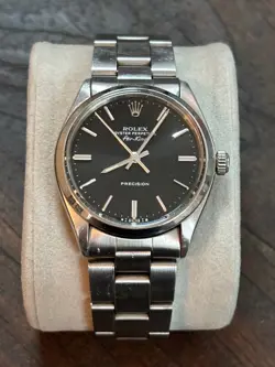 ROLEX AIR KING, RARE BLACK FACE, 34MM