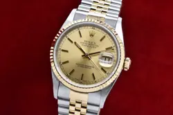 1995 ROLEX DATEJUST 18K YELLOW GOLD & STEEL 36MM CHAMPAGNE DIAL 16233 WITH CARD