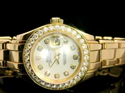 ROLEX DATEJUST 69298 PEARLMASTER 18K YELLOW GOLD DIAMOND BEZEL MOP DIAL 29MM BOX