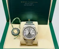 ROLEX DATEJUST II 116334 41MM SILVER ARABIC DIAL STEEL 18K WHITE GOLD BEZEL