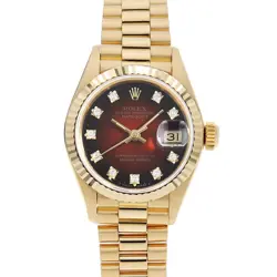 ROLEX DATEJUST 10P DIAMOND 69178G BROWN GRADATION 91 NUMBER SECOND HAND WOMEN