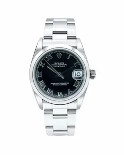 ROLEX DATEJUST 31MM 178240 BLACK ROMAN DIAL OYSTER BRACELET BOX & PAPERS