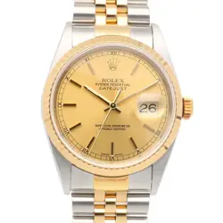 ROLEX DATEJUST WATCHES 16233 STAINLESS STEEL K18 YELLOW GOLD NO. P USED