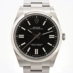 ROLEX OYSTER PERPETUAL 41 124300 SS SS AT BLACK DIAL 2 EXTRA LINKS