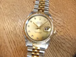 ROLEX DATEJUST 16233 AUTOMATIC DIAMOND GOLD DIAL SS YELLOW GOLD MEN'S WATCH