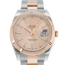 ROLEX DATEJUST 41 126331 PINK FLUTED ROSE GOLD STEEL OYSTER MENS WATCH 2017