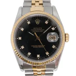 1991 VINTAGE ROLEX 16233 DATEJUST 36 STEEL 18K YELLOW GOLD DIAMOND DIAL WATCH