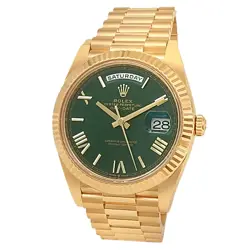 ROLEX DAY-DATE 18K YELLOW GOLD PRESIDENT AUTOMATIC GREEN MEN'S WATCH 228238