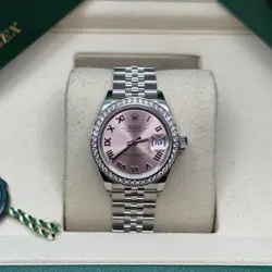 ROLEX LADY-DATEJUST NEW 2025 PINK ROMAN STAINLESS STEEL DIAMOND BEZEL JUBILEE