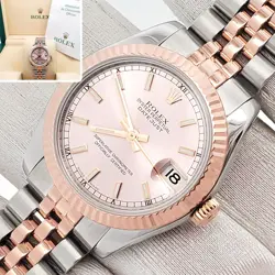 ROLEX DATEJUST 31MM ROSE GOLD/STEEL 178271 FLUTED BEZEL JUBILEE WATCH BOX PAPERS