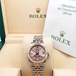 Rolex Datejust 31mm Rose Gold/Steel 178271 Fluted Bezel Jubilee Watch Box Papers