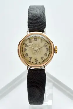 ROLEX 9K SOLID GOLD ‘1928’ RARE ART DECO SCALLOPED EDGE LADIES VINTAGE WATCH