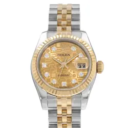 ROLEX DATEJUST 26 179173 FACTORY GOLD DIAMOND JUBILEE LADIES WATCH 2013