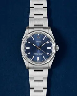 ROLEX OYSTER PERPETUAL  126000 36MM BLUE DIAL STEEL MEN'S WATCH