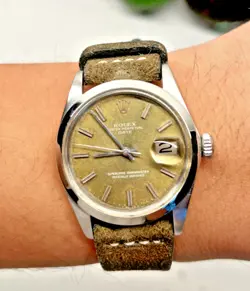 ROLEX OYSTER PERPETUAL DATE 1500 34MM VINTAGE AUTOMATIC WATCH PATINA DIAL