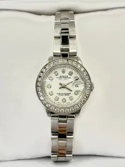 ROLEX DATE 6517 26MM STAINLESS STEEL DIAMOND DIAL APPROX 1CT